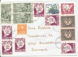 Sweden Cover Sent To Denmark Karlstad 18-11-2004 With A Lot Of Stamps - Brieven En Documenten