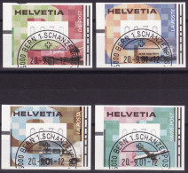 Schweiz: ATM Satz SBK-Nr. 15-18 (Zeitgenössische Grafik: Posttransportmittel 2001) ET-gestempelt - Automatic Stamps