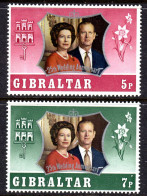 GIBRALTAR - 1972 ROYAL SILVER WEDDING SET (2V) FINE MNH ** SG 306-307 - Gibraltar