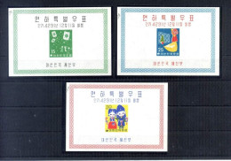 COREA DEL SUD - 1958, Serie Completa Di 3 BF Yvert N. 7A/7C  Gomma Integra MNH ** - Corea Del Sur