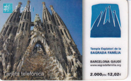 TARJETA PREPAGO DE ESPAÑA DE I CALL DE LA SAGRADA FAMILIA DE 2000 PTAS - Emissioni Di Base