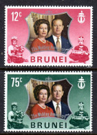 BRUNEI - 1972 ROYAL SILVER WEDDING SET (2V) FINE MNH ** SG 210-211 - Brunei (...-1984)