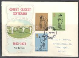 United Kingdom Of Great Britain.  FDC Sc. 694-696.  Cricket - County Cricket. Sketch Of W.G. Grace, By Harry Furniss FDC - 1971-80 Ediciones Decimal