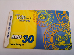 SURINAME US 30,-  / UNITS GSM  PREPAID /EMBLEM SURINAME  /    MOBILE CARD    **16407 ** - Surinam