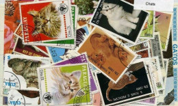 CHATS Lot De 200 Timbres Tous Differents Neufs Et Oblitérés. Satisfaction Assurée - Gatos Domésticos