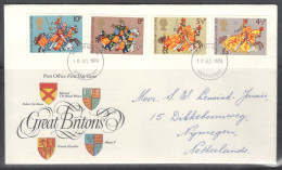 United Kingdom Of Great Britain.  FDC Sc. 724-727.  Medieval Warriors.   FDC Cancellation On FDC Envelope - 1971-1980 Dezimalausgaben