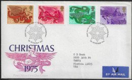 United Kingdom Of Great Britain.  FDC Sc. 758-761.  Christmas 1975 - Angels.  FDC Cancellation On FDC Envelope - 1971-1980 Em. Décimales