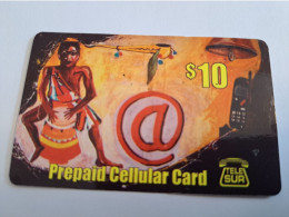 SURINAME US $ 10,-    PREPAID CALLING CARD   /  DRUM/PHONE /@          **16417** - Suriname