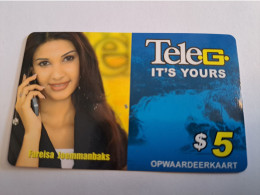 SURINAME US $5  UNIT GSM  PREPAID  FAREISA JOENMANBAKS     MOBILE CARD           **16418 ** - Surinam