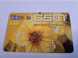 SURINAME US $10 UNIT GSM  PREPAID  FLOWER MOBILE CARD           **16419 ** - Surinam