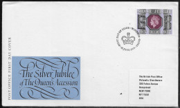 United Kingdom Of Great Britain.  FDC Sc. 811.  Silver Jubilee Of Queen Elizabeth II.  FDC Cancellation On FDC Envelope - 1971-80 Ediciones Decimal