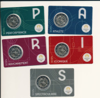 France  -  2 Euro Commémorative - 2024  - Série Des 5 Coincards  -  Jeux Olympique 2024 - Collezioni