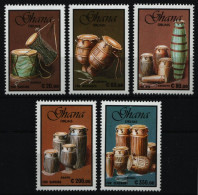 Ghana 1991 - Mi-Nr. 1478-1482 ** - MNH - Trommeln / Drums - Ghana (1957-...)