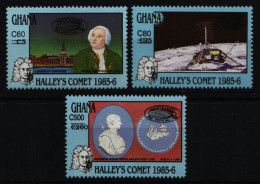 Ghana 1989 - Mi-Nr. 1278-1280 ** - MNH - Raumfahrt / Space - Halley - Ghana (1957-...)