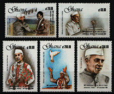 Ghana 1990 - Mi-Nr. 1369-1373 ** - MNH - J. Nehru - Ghana (1957-...)