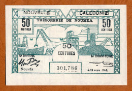 1943 // NOUVELLE CALEDONIE // TRESORERIE DE NOUMEA // 50 Centimes // XF // SUP - Nouméa (Nuova Caledonia 1873-1985)