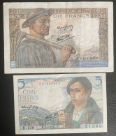 10 Fr Mineur 1943 = 5 Fr 1945 Slp - 10 F 1916-1942 ''Minerve''