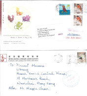 HONG KONG. Timbres De 2006 Sur 4 Enveloppes Ayant Circulé. Passereaux De Hong Kong. - Zangvogels