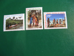 P0LYNESIE YVERT PO ORDINAIRE N° 440/442 TIMBRES NEUFS ** LUXE - MNH - SERIE COMPLETE - COTE 2,45 EUROS - Neufs