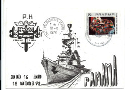 PANAMA 18/3/1973 - Cachet Escale Du Porte Hélicoptères JEANNE D'ARC - Panama