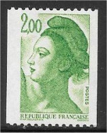 Liberté - Roulette - 2 F. - Vert - (1987) - Y & T N° 2487 ** - 1982-1990 Liberté (Gandon)