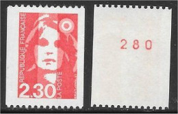 Marianne Du Bicentenaire - Roulette - N° 280 Rouge Au Verso - 2 F. 30 - Rouge - (1990) - Y & T N° 2628 A ** - 1989-1996 Marianne (Zweihunderjahrfeier)