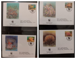 O) 1993 ALDERNEY,  WWF - WORLD WILDLIFE FUND, MARINE LIFE, PALINURUS, METRIDIUM, LUIDIA, MILIARIS. FDC XF - Alderney