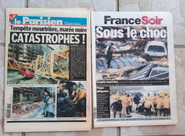 2 Journal France Soir Parisien Oise Matin La France Sous Le Choc Tempête Du Siècle Meurtrière Marée Noire Erika 21-12-99 - 1950 - Nu