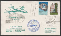 1975, Sabena, First Flight Cover, Amsterdam-Libreville Gabon, Feeder Mail - Correo Aéreo
