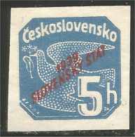 810 Slovensko Slovakia 1939 Newspaper Journaux 5h Bleu Pigeon Colombe Dove Taube No Gum (SLK-63) - Usati