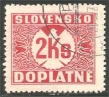 810 Slovensko Slovakia 1941 Postage Due Taxe 2 Ks Carmine (SLK-57b) - Gebruikt