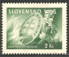 810 Slovensko Slovakia 1944 Shield Bouclier No Gum (SLK-50) - Usati