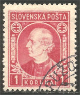 810 Slovensko Slovakia 1940 Andrej Hlinka 1k Rose (SLK-45b) - Used Stamps