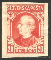 810 Slovensko Slovakia 1939 Andrej Hlinka 20h Orange Imperforate MH * Neuf (SLK-33a) - Ungebraucht