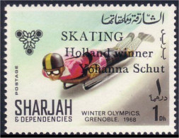 804 Sharjah Grenoble 68 Bobsleigh Surcharge MH * Neuf (SHA-19) - Wintersport (Sonstige)