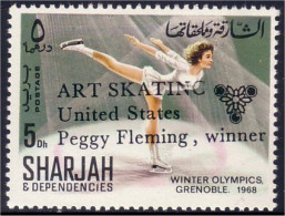 804 Sharjah Grenoble 68 Peggy Fleming Patinage Figure Skating Surcharge MH * Neuf (SHA-21) - Patinaje Artístico