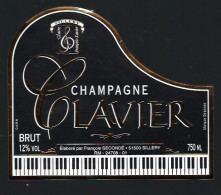 Etiquette Champagne Brut  Clavier  François Secondé à Sillery Marne 51 " Piano" - Champagner