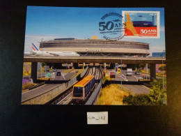 FRANCE 2024 1,96 EURO " 50 ANS AÉROPORT PARIS-CHARLES DE GAULLE " OBL. 1ER JOUR 15.03.24 CARTE POSTALE F.D.C. - 2020-…