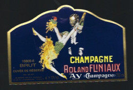 Etiquette Champagne Brut Cuvée De Réserve Roland Fliniaux Ay Marne 51  " Danseuse, Serveur" - Champagne