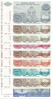 RSK Knin 1993/94. Lot De 9 UNC Banknotes - Croacia