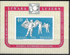 1951 Schweiz Mi. Bl. 14 **MNH    Nationale Briefmarkenausstellung LUNABA, Luzern - Ungebraucht