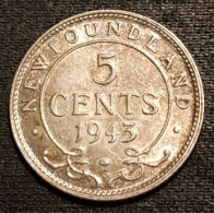 RARE - CANADA - 5 CENTS 1943 - NEWFOUNDLAND - Argent - Silver - George VI - KM 19 - ( Terre-Neuve ) - Canada