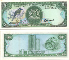 Trinidad And Tobago 5 Dollars 1964 (1985) P-37 UNC Foxed Margin - Trinidad & Tobago
