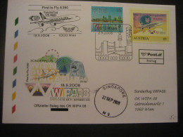 Österreich- WIPA08- Beleg, Erst- Sonderflug Wien - Singapore, FDC MiNr. 2761 Und PM WIPA08 Wien-Dubai-Singapore - Eerste Vluchten