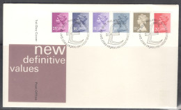 United Kingdom Of Great Britain.  FDC Sc. MH35, 76, 86, 92, 101, 129.  Queen Elizabeth II - Decimal Machin.   FDC Canc - 1981-1990 Decimale Uitgaven