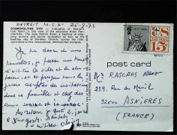 ► Liberty For All  Stamp Air Mail Unused 15 C   COSMOPOLITAN CITY  Detroit Pontchartrain Hotel - Cartas & Documentos