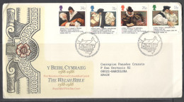 United Kingdom Of Great Britain.  FDC Sc. 1205-1208.  400th Anniversary Of Welsh Bible. FDC Cancellation On FDC Envelope - 1981-1990 Decimal Issues