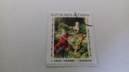 LR / TIMBRE REPUBLIQUE DU CONGO L AMANT COURONNE FRAGONARD - Usados