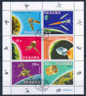 Panama 1969 Mi# 1137-1142 Klb. Used - Sheet Of 6 (2 X 3) - Intl. Space Exploration - Panamá