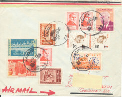 Turkey Cover Sent Air Mail To Germany DDR 11-3-1983 With A Lot Of Topic Stamps Nice Cover - Covers & Documents